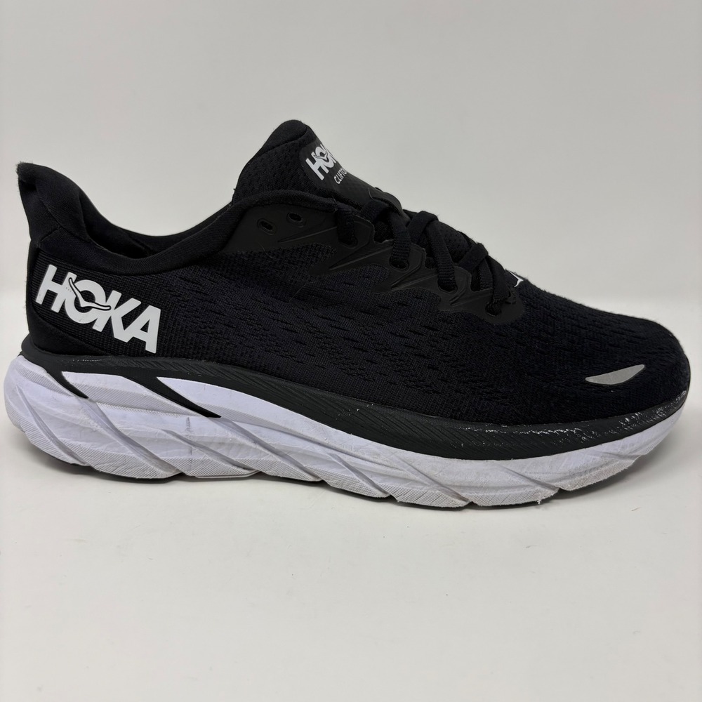 Hoka Clifton 8 Women's Size 8 Black White Athletic Running Shoes (1119394 BWHT) - Picture 1 of 8